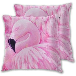 Pillowcase Set of 2 Tropical Pink Flamingo Throw Pillow Covers Shells for Couch Office Bedroom Home Decoration 20 X 20 Inches