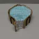 Britimes Coaster for Drinks Set of 6, Wooden Planks Blue Wood Paint Table Absorbent Round Ceramic Stone Mat, with Cork Base and Metal Holder, Gift for Housewarming Room Bar Decor