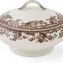 Spode Delamere Vegetable Dish with Cover - British Flowers Porcelain Server with Lid for Vegetables, Stews & Side Dishes, Elegant Dining Room Serveware - (12.2" W x 9" D) Dishwasher & Oven Safe