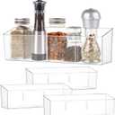 2 Pack Spice Rack, Spice Organization for Cabinet, Storage Organizer Bins, Clear Plastic Seasoning Jars Rack Condiment Bottles Shelf Makeup Organizer for Kitchen Cabinet Doors Pantry RV Organization