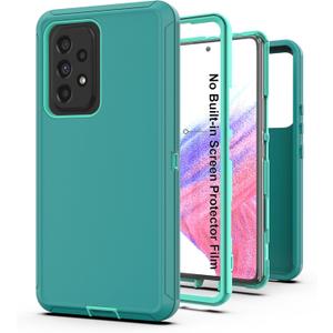 for Galaxy A53 5G Case, Heavy Duty Protective Case with [3 in 1] Rugged Rubber Shockproof Protection Cover for Samsung Galaxy A53(Blue/Azure)