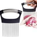 2 x JAYVAR Extra-Large Onion Holder for Slicing, Large Tomato Slicer with 14 Long Needles, Onion Cutter Vegetable Chopper, Tomato Cutter Slicer Tool for Potato Slicing, Kitchen Gadgets Dicer Essentials