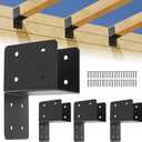 4 Pcs Post Caps Tie Bracket,4x4 Black Joist Anchor Connector for 4x4,4x6 Post,14 Gauge Joist Hanger Brackets,Roof Tie Header Hanger for Supporting Beams Rafters