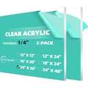 CALPALMY (2-Pack) 24 x 36 Clear Acrylic Sheet Plexiglass 1/4 Thick; Use for Craft Projects, Signs, Display Cases, Sneeze Guard and More; Cut with Cricut, Engraver, Power Saw or Hand Tools