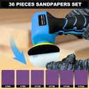 16.8V Cordless Electric Sander with 36PCS Sandpapers, 3500 RPM, 2Pcs 3.0Ah Batteries, Lightweight & Compact Design for Wood, Metal, Paint Removal, and DIY Projects