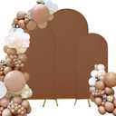 Spandex Fitted Wedding Arch Cover Set of 3 Beige Arch Backdrop Cover, Round Top Chiara Backdrop Stand Covers for Wedding Birthday Party Baby Shower Banquet Arch Decoration (Beige, 6FT,6.6FT,7.2FT)