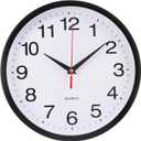 Wall Clock Plastic Frame Silent Non-Ticking Round Indoor Clock Analog Battery Operated Modern Wall Clocks for Home, Office, Hotel, Bedroom, Living Room, Kitchen (Black, 10inch)