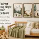 Woodland Animal Nursery Canvas Wall Art Fox Bear Rabbit Hedgehog Paintings Pictures Safari Nursery Wall Decor Forest Animals Camping Campfire Poster Print Artwork for Boys Kids Room Home Decoration