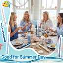 Treela 48 Pcs DIY Candle Painting Kit, 10 Inch Candlesticks, Acrylic Paint Strips, Palettes, Painting Brushes for Summer Pool Beach Party Adult Crafts, Blue Birthday Wedding Home Decor(Blue,White)
