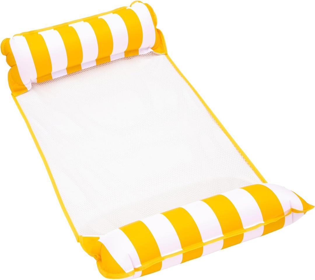 Aqua 4-in-1 Monterey Hammock Pool Float & Water Hammocks, 1-2-3-4 Multipacks  Multiple Colors/Styles  for Adults and Kids Floating (Yellow)