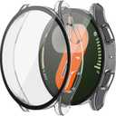 Misxi 2-Pack Hard PC Screen Protector Case for Samsung Galaxy Watch 7 40mm, Anti-Slip Ultra-Thin Scratch Resistant Cover with Tempered Glass for Galaxy Watch7, Transparent