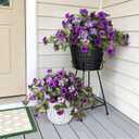2PCS Artificial Petunia Flowers for Outdoors, Fake Flowers for Outdoor Planters UV Resistant Faux Silk Petunias for Garden Porch Yard Balcony Patio Realistic Home Kitchen Decor(Double Purple)