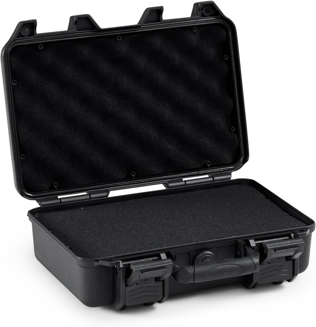 BluBox Waterproof Carry Case  TSA Approved, IP67 Rated, Protective Case for Action Cameras, Electronics & Photography Gear  11.85 x 7.4 x 3.9 Inches with Custom Foam Inserts