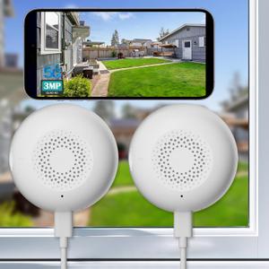 3MP Window Cameras for Home Security-2 Pack, 5G & 2.4GHz WiFi Dome Security Camera with Full Color Night Vision, Person & Motion Detection, Two-Way Audio, Alexa, 24/7 Recording, Easy Install (White)