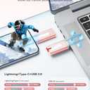 MFi Certified 256GB Flash Drive for iPhone iPad, Photo Stick for External Memory Storage, Easily Back Up and Save Photos, USB Memory Stick Thumb Drive for iPhone/iPad/Android/PC (Light Pink, 256GB)