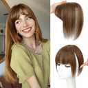 NAYOO Hair Toppers for Women Real Human Hair, 360 Cover Clips in Full Fringe Fake Bangs Hair Pieces for Women Girls Daily Wear(Light Brown) (3D Wispy Bangs)