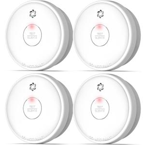 Fire Alarms Smoke Detectors, Smoke Alarm Battery Operated,Fire Alarm with Test Button & Low Battery Signal, Photoelectric Technology Fire Detectors for Bedroom and Home (4 Pack)