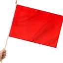 12 Pack Red Stick Flags Small 12x18 Inch Hand Held Flags with 24 Inch Wooden Pole Solid Red Blank DIY Graffiti Flags Decorations