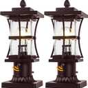 Dusk to Dawn Bronze Outdoor Post Light Fixtures with Pier Mount Base, 2 Packs Outdoor Pole Lighting, Waterproof Pillar Lantern, Farmhouse Outside Column with Seeded Glass for Pathway, Garden, Patio
