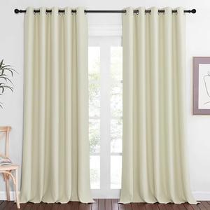NICETOWN Blackout Living Room Curtain 102 inch Length - Grommet Thermal Insulated Cold & Heat Blocking Window Treatment Sound Reducing Drape for Bedroom (Beige, 1 Piece, W66 x L102)