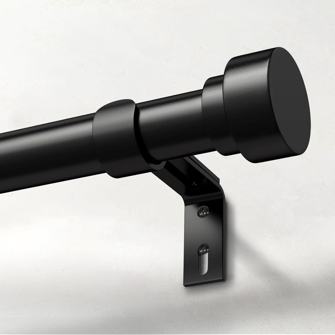 Heavy Duty Curtain Rods for Windows 66 to 120 Inch,1 Inch Adjustable Black Curtain Rod with Easy Installation and Modern Design, Decorative Long Drapery Rods with Metal Finials (A1, Black, 30-120") Heavy Duty Curtain Rods for Windows 66 to 120 Inch,1 Inch Adjustable Black Curtain Rod with Easy Installation and Modern Design, Decorative Long Drapery Rods with Metal Finials (A1, Black, 30-120")