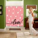 Valentines Shower Curtain Bathroom Decor Pink Love with 12 Hooks 72 x 72 Inches - Style 5