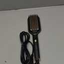 PRITECH Hair Straightener Brush - Upgraded Ionic Plus, Dense Bristles, 5 Temps, 20s Fast Heat, Anti-Scald, Dual Voltage | Ceramic for Thick/Curly Hair (Black Gold)