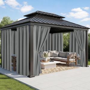 Outdoor Curtains for Patio Waterproof - 8 Panels Weatherproof Privacy Outside Curtains with Rod Pocket for Pergola, Gazebo, Porch, Cabana, Balcony, 54 x 95 Inch, Grey