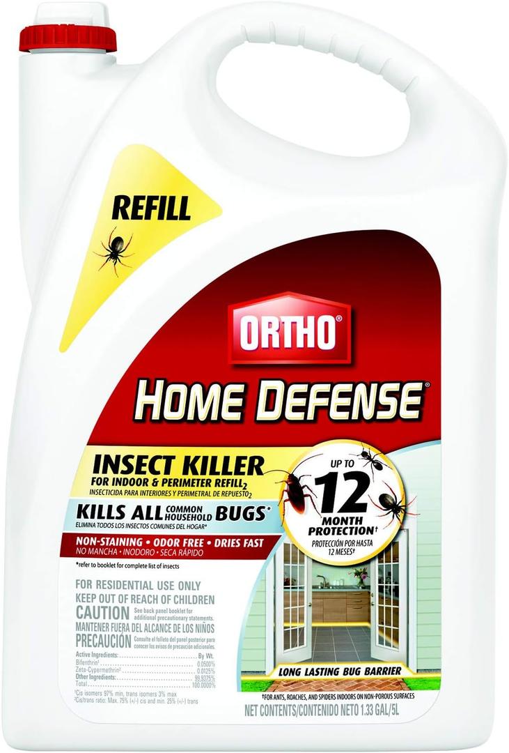 Ortho Home Defense Insect Killer for Indoor and Perimeter Refill , Pest Control to Kill Ants, Roaches and Spiders, 1.33 gal. Pack of 1 