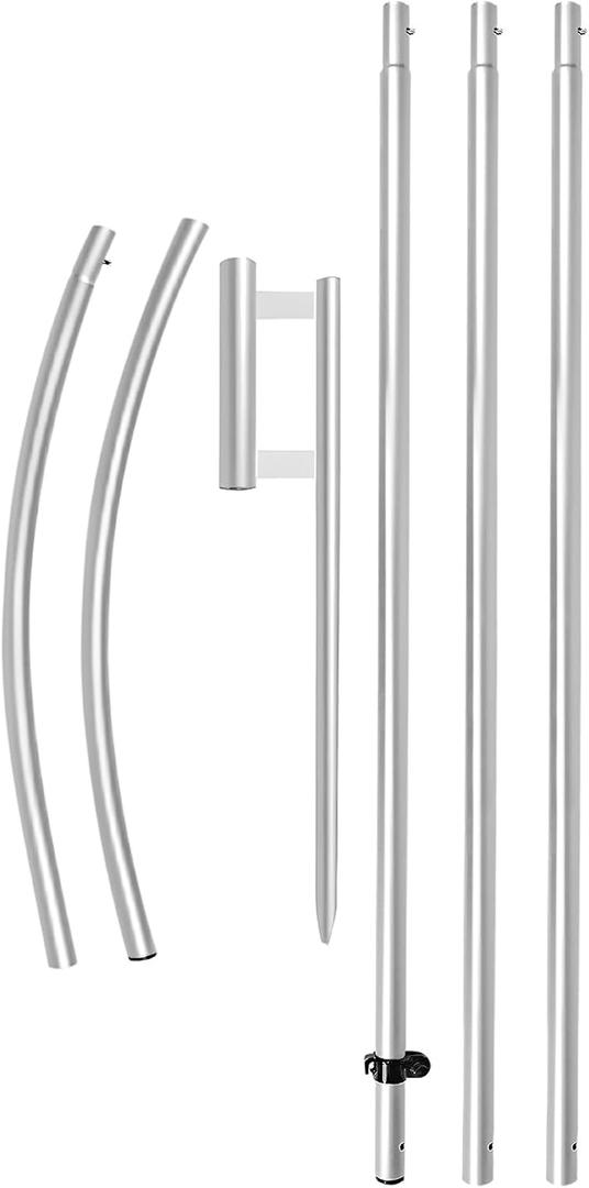 Swooper Flag Pole Kit, 15 FT Windless Aluminum Alloy Flagpole Fits 11 FT Feather Flags with Ground Spike/Heavy Duty Base (1, Silver)