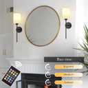 Battery Operated Wall Sconces Set of Two,Wireless Rechargeable Wall Light With Remote Control, Dimmable, Amber Light/Warm White/Natural White/Daylight/RGB, Timer,for Living Room,Bedroom,Entryway,Black