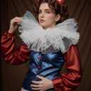 Victorian Clown Collar Renaissance Neck Ruff Retro Mesh Layered Costume Ruffle, One Size