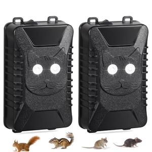 Ultrasonic Rodent Mouse Squirrel Repellent,Plug-in Under Hood Rodent Deterrent for Car Engines,Battery Operated Rat Repellent for Car,Keep Rats Mice Out of Indoor,Replace Mouse Traps (2 Pcs)