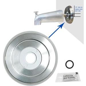 1/2" Thick Spacer for Tub Spout, Flange Trim Ring for Bath Faucet, Eschutcheon Cover Plate for Spigot with Split PVC Blocking Water, Shower Pipe Remodeling Sealer (304SUS-Brushed Nickel)