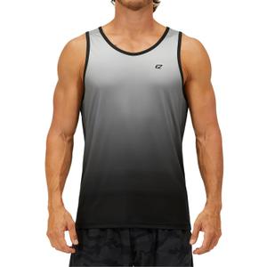 EZRUN Men's Tank Tops Quick Dry Workout Swim Beach Shirts Sleeveless Shirts for Bodybuilding Gym Fitness Training (Grey Gradient, Small)