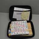 Mexican Train Dominoes Set with Numbers and 4 Wooden Trays/Racks, Double 12 Dominos Travel Set with 4 Tiles Holders, 91 Tiles Double 12 Colored Dominoes Game Set with Portable Case for Families Kids