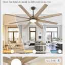 Fanbulous 74 Inch Ceiling Fans with Lights and Remote, Walnut Indoor/Outdoor Ceiling Fan with Quiet Reversible DC Motor, 6 Speeds, 3CCT, 8 Blades Large Ceiling Fan for Living Room Bedroom Patio