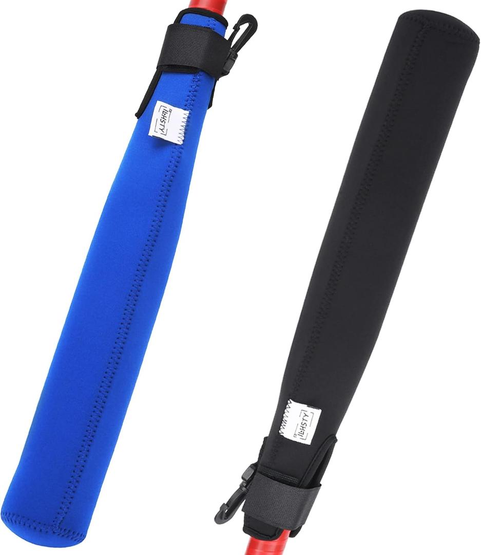 ILHSTY Bat Protector Sleeve for Baseball & Softball, Bat Warmer & Cover With Hook (Black, Blue)