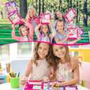 AgincBerry Pink Princess Sticker Scene - 12 Set Princess House Scene Sticker Art Craft for Girls DIY Doll Dress Up Stickers Scene with Cosmetic Mirror Make Your Own Dress Up Stickers DIY Party Games