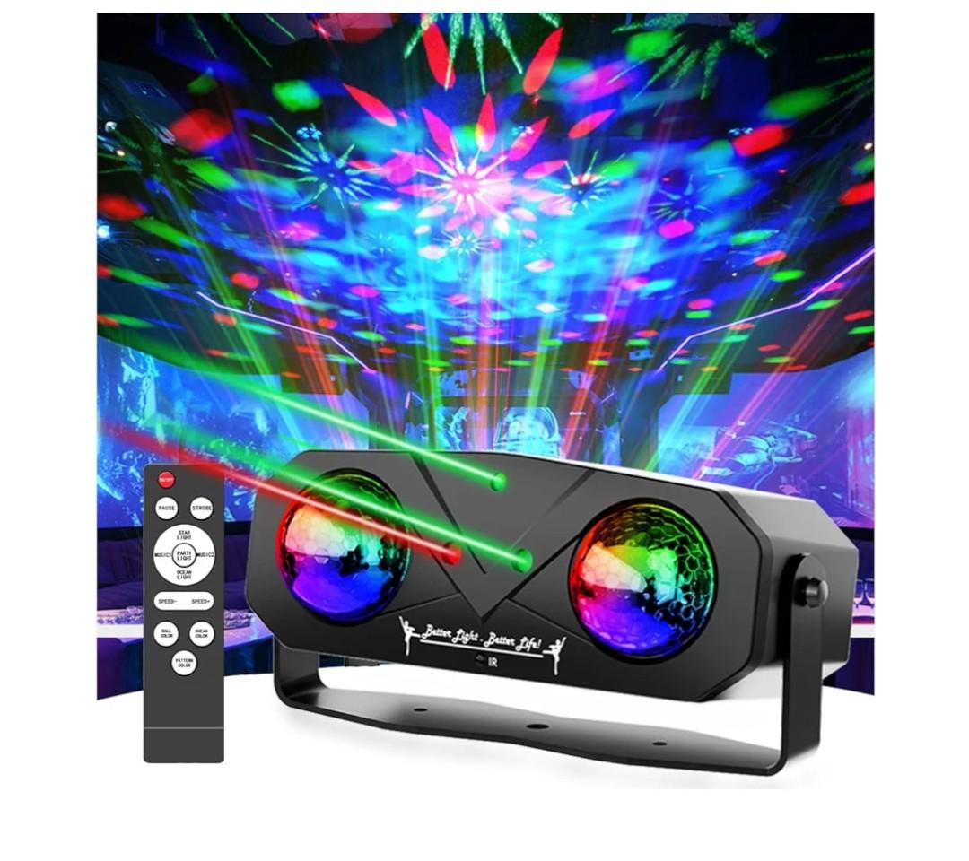 Disco Ball Light,Party Disco Strobe Ocean Star Projector Dj Dance Light Sound Activated with Remote Control Stage Rave for Parties Bar Birthday Wedding KTV Christmas Halloween Dancing Décor