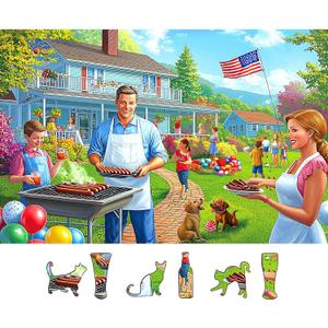 Backyard Barbecue Party 500 Piece Jigsaw Puzzle for Adults with A-F Letters on Back Fun Family Challenge Seniors Puzzle for Game Night Gifts Home Decor (23"×15")