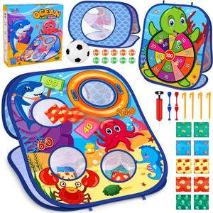 Animal Bean Bag Toss Game Toy Outdoor Toss Game, Family Party Party Supplies for Kids, Gift for Boys Birthday or Christmas for Toddlers Ages 3 4 5 6 Year Old (Ocean)