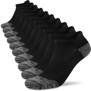 Ankle Socks Womens Athletic Running Comfort Cushioned 3/5/6Pairs (Black, XL)