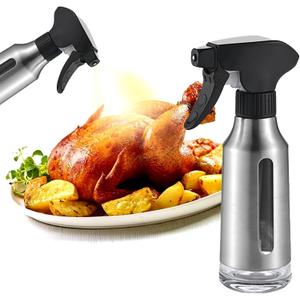 Oil Sprayer for Cooking,Stainless Steel Olive Oil Mister for Air Fryer Black Nozzel Dispenser Bottles Fat Reduction Glass Oil Control Spray Pot 6.35oz(180ml) Capacity