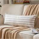 Boho Lumbar Throw Pillow Cover 14X36 Long Soft Farmhouse Decorative Couch Pillow Cases Grey Striped Body Pillow Covers Neutral Cushion Covers for Sofa Bed Living Room Home Decor Pack of 1