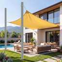 Shade Sail Poles, 12Ft Sun Shade Sail Poles with Spiral Drill Bit, 2.36" Diameter Heavy Duty Shade Sail Post with D-Clamp for Garden Yard Backyard