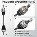 NEW Front Left CV Axle Shaft Assembly fits for Honda Element 2003-2011 L4 2.4L (for DX/EX/LX/SC Models Only), FWD&4WD, for 66-4213