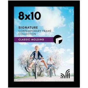 Americanflat 8x10 Picture Frame with Shatter-Resistant Glass - Signature Collection - Gallery-Style Frames Made of Engineered Wood - Photo Frame for Tabletop and Wall Display - Black