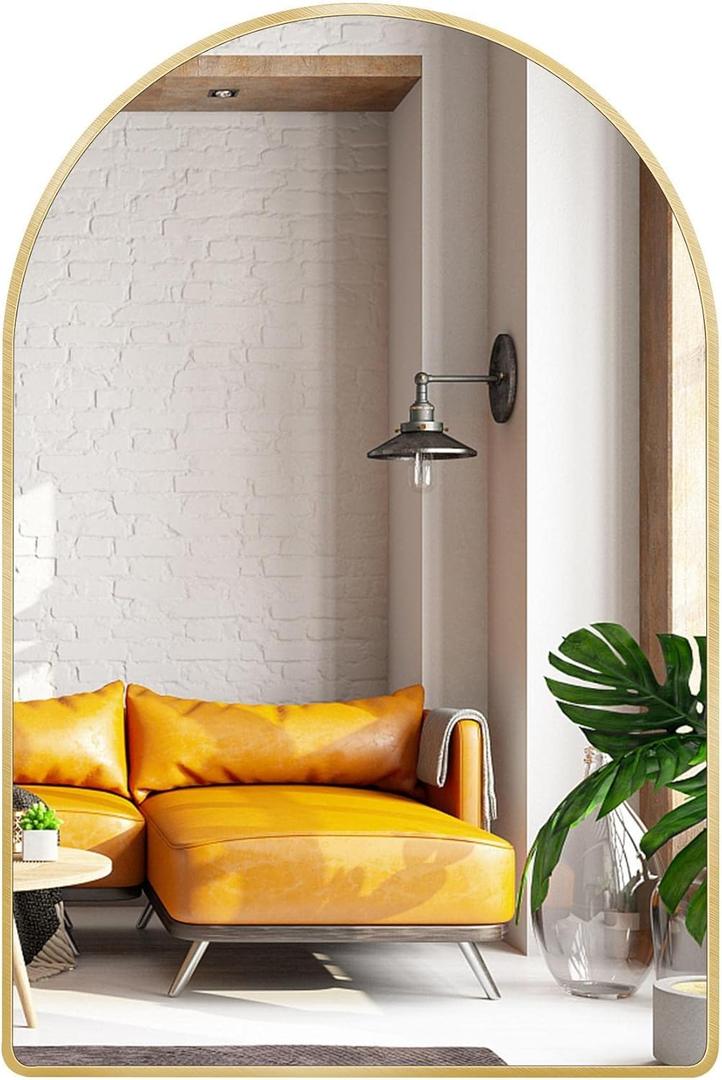 24x36 inch Gold Arched Mirror for Bathroom Vanity Mirror or Wall Decor Arch Mirror Brushed Metal Frame Wall Mounted Mirror for Bathroom LivingRoom Bedroom Entryway