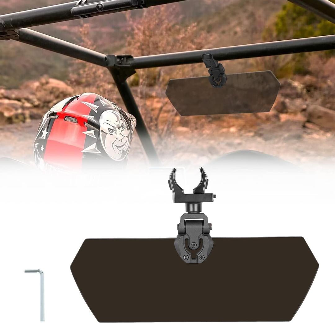 Universal UTV Sun Visor, Anti-Glare Tinted Polycarbonate Sunshield for 1.5" - 2" Roll Cage, Compatible with Polaris RZR Ranger, Can-Am Maverick X3, Honda Pioneer, Kawasaki Mule, Yamaha Rhino